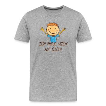 J’ai hâte de vous voir - T-shirt bio Premium Homme - gris chiné - Devant - Damien (186cm)