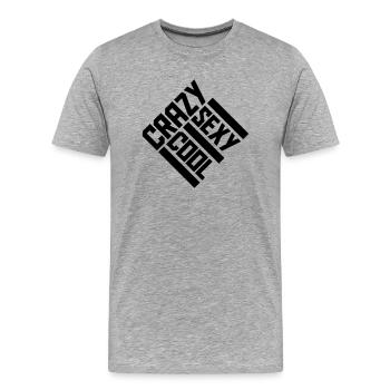 crazy sexy cool Design - Männer Premium Bio T-Shirt - Grau meliert - Vorne - Damien (186cm)