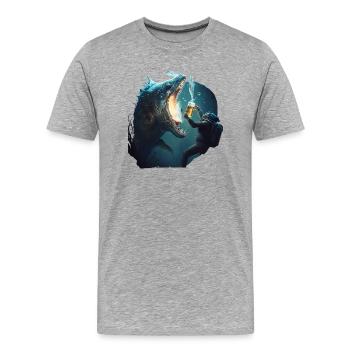 Des monstres marins et des plongeurs se battent pour la bière - T-shirt bio Premium Homme - gris chiné - Devant - Damien (186cm)