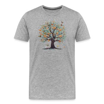 Schmetterling Baum Natur Raube Insekt - Männer Premium Bio T-Shirt - Grau meliert - Vorne - Damien (186cm)