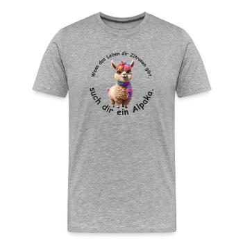 Trouver un alpaga - T-shirt bio Premium Homme - gris chiné - Devant - Damien (186cm)