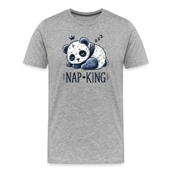 Nap King - Men's Premium Organic T-Shirt - heather grey - Front - Damien (186cm)