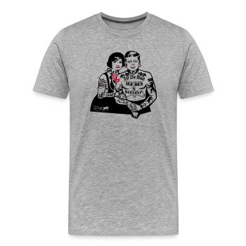 Pour The Hood - Berlin (pour les fonds clairs) - T-shirt bio Premium Homme - gris chiné - Devant - Damien (186cm)