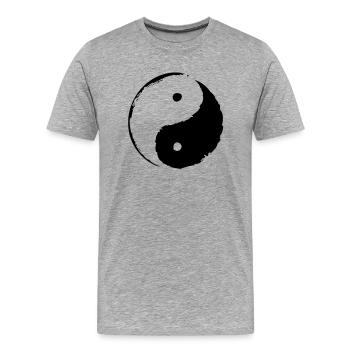 ying_yang_small - Männer Premium Bio T-Shirt - Grau meliert - Vorne - Damien (186cm)
