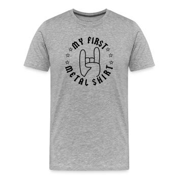 Mon premier T-shirt de métal - T-shirt bio Premium Homme - gris chiné - Devant - Damien (186cm)