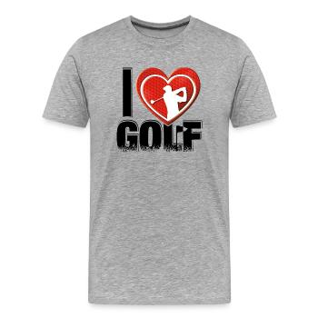 I love Golf - sehr beliebtes Golfmotiv für Golfer - Männer Premium Bio T-Shirt - Grau meliert - Vorne - Damien (186cm)