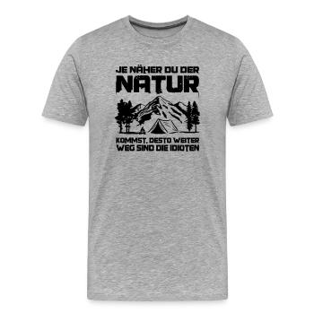 Fun mountain, hiking, trekking, camping - Men's Premium Organic T-Shirt - heather grey - Front - Damien (186cm)