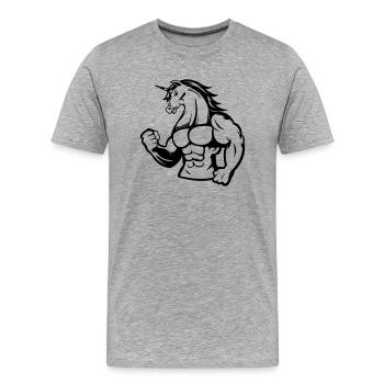 Licorne forte - T-shirt bio Premium Homme - gris chiné - Devant - Damien (186cm)