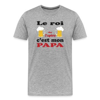 The king of the aperitif is MY DAD. - Men's Premium Organic T-Shirt - heather grey - Front - Damien (186cm)