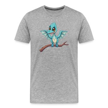 Le dinosaure bleu mystique prend son envol - T-shirt bio Premium Homme - gris chiné - Devant - Damien (186cm)
