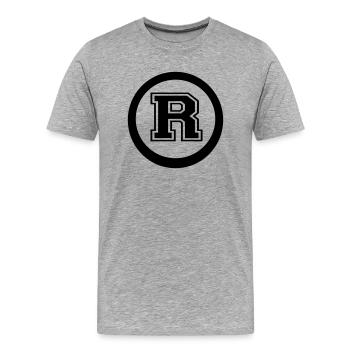 kreis r - Männer Premium Bio T-Shirt - Grau meliert - Vorne - Damien (186cm)