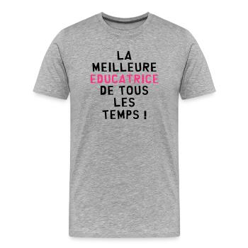 Education / Educateur / Educatrice / Ecole / Prof - T-shirt bio Premium Homme - gris chiné - Devant - Damien (186cm)