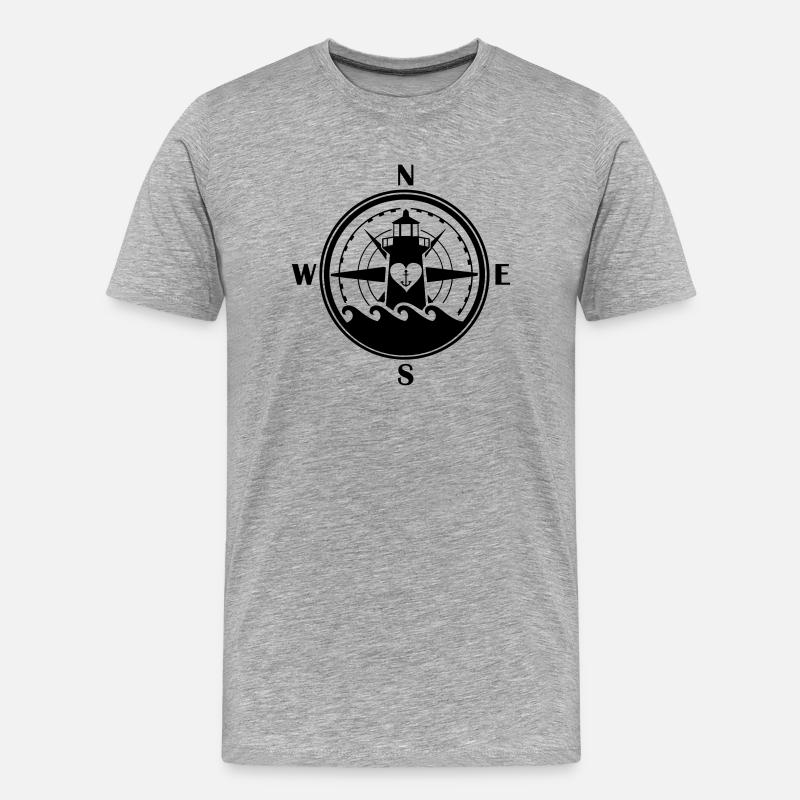 leuchtturm_kompass_01 - Männer Premium Bio T-Shirt - Grau meliert