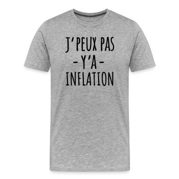Je peux pas y'a inflation - T-shirt bio Premium Homme - gris chiné - Devant - Damien (186cm)