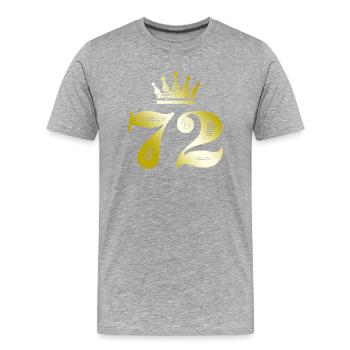 72 Zahl Krone Gold - Männer Premium Bio T-Shirt - Grau meliert - Vorne - Damien (186cm)