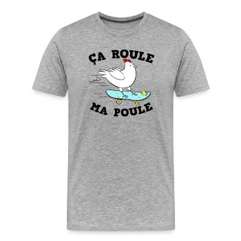 Ma Poule Humour Jardin Et Poule - T-shirt bio Premium Homme - gris chiné - Devant - Damien (186cm)