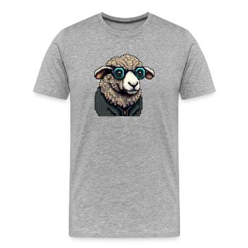 Moutons de l’Université Nerdy dans des lunettes - T-shirt bio Premium Homme - gris chiné - Devant - Damien (186cm)