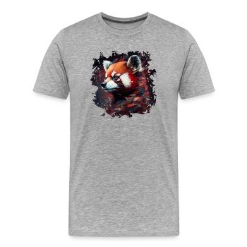 Red Panda Aquarelle Bien-être animal Biodiversité - T-shirt bio Premium Homme - gris chiné - Devant - Damien (186cm)