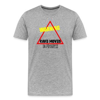 Avertissement de mouvements de rave en cours - T-shirt bio Premium Homme - gris chiné - Devant - Damien (186cm)
