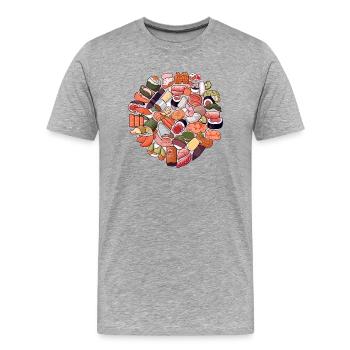 Ein Genuss, dieses Sushi - Männer Premium Bio T-Shirt - Grau meliert - Vorne - Damien (186cm)
