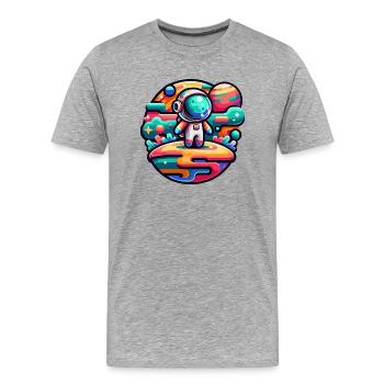 Kleiner Astronaut - Männer Premium Bio T-Shirt - Grau meliert - Vorne - Damien (186cm)