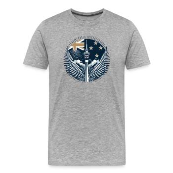 Nouvelle-Zélande Aotearoa Kiwi 22 - T-shirt bio Premium Homme - gris chiné - Devant - Damien (186cm)