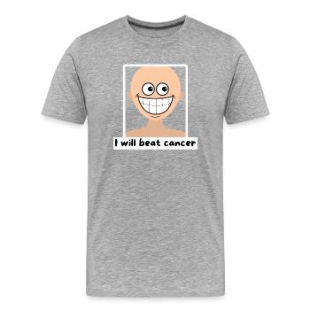 Ich werde den Krebs besiegen - Männer Premium Bio T-Shirt - Grau meliert - Vorne - Damien (186cm)