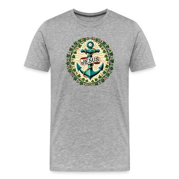 Jesus Christus ist mein Anker - Männer Premium Bio T-Shirt - Grau meliert - Vorne - Damien (186cm)
