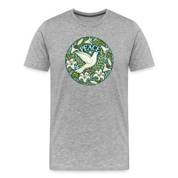Colombe de la paix - T-shirt bio Premium Homme - gris chiné - Devant - Damien (186cm)