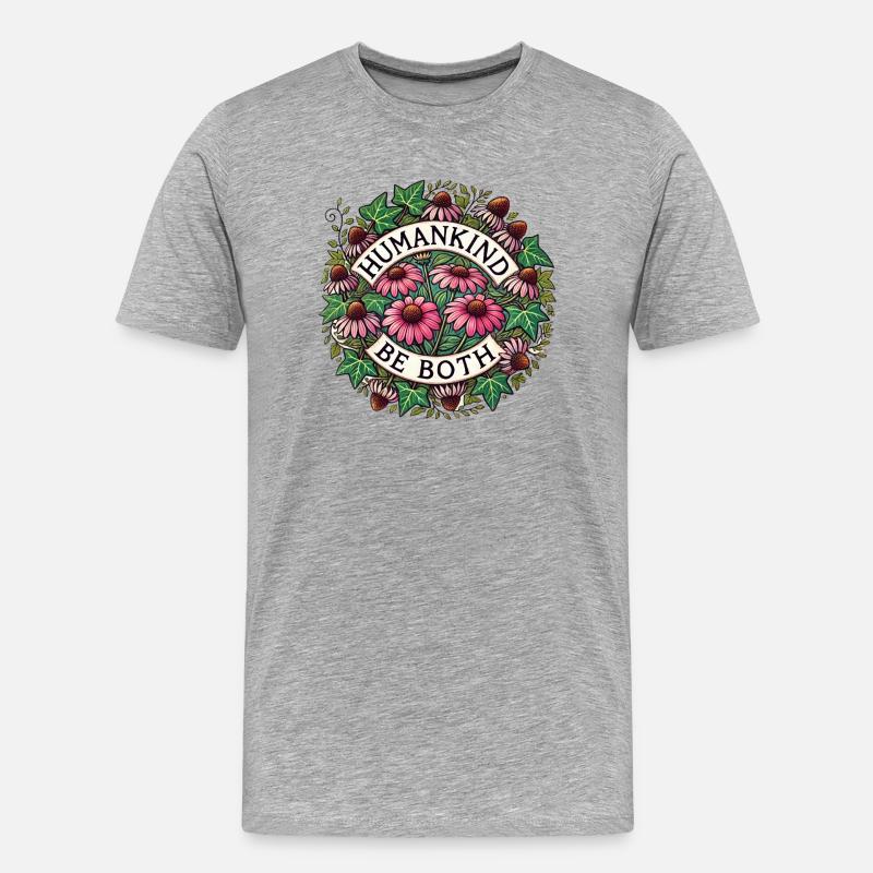 Der Mensch ist beides - Männer Premium Bio T-Shirt - Grau meliert