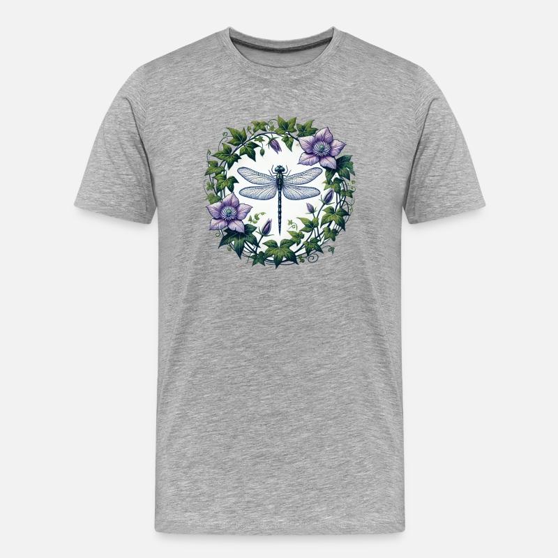 Libelle - Männer Premium Bio T-Shirt - Grau meliert