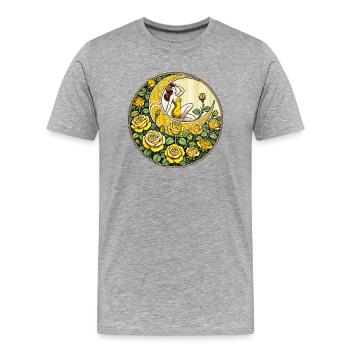 Pin-up Roses Jaunes - T-shirt bio Premium Homme - gris chiné - Devant - Damien (186cm)