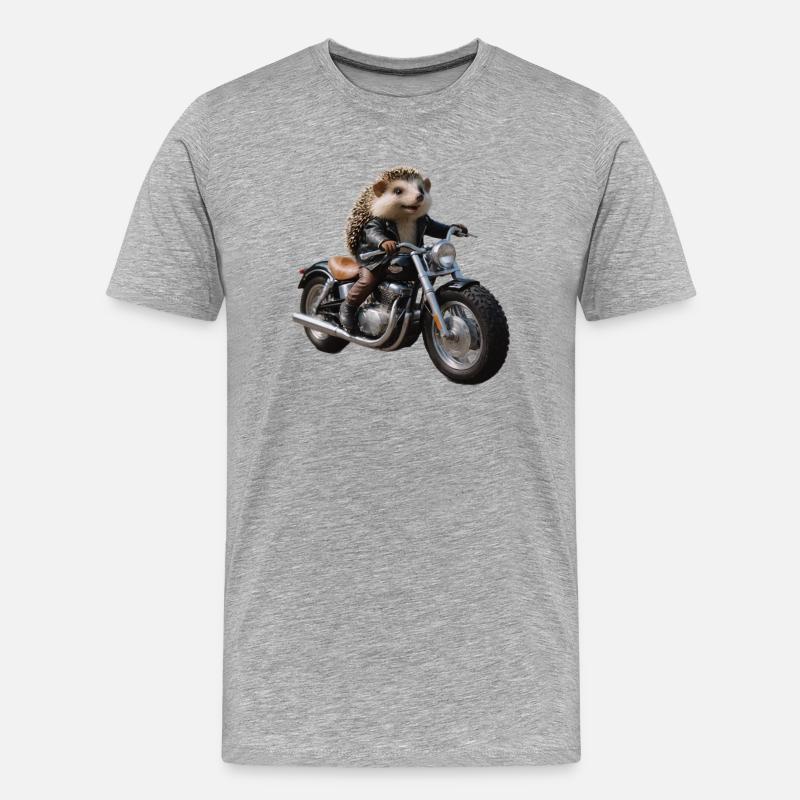 Biker-Igel - Männer Premium Bio T-Shirt - Grau meliert