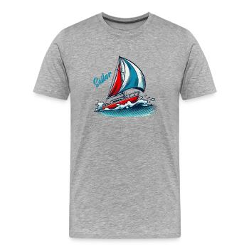 sailboat - Men's Premium Organic T-Shirt - heather grey - Front - Damien (186cm)