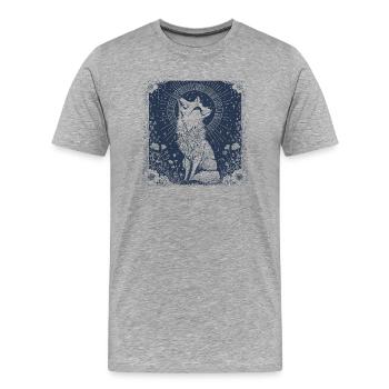 Mystischer Fuchs mit Sternenhimmel Magische Kunst - Männer Premium Bio T-Shirt - Grau meliert - Vorne - Damien (186cm)