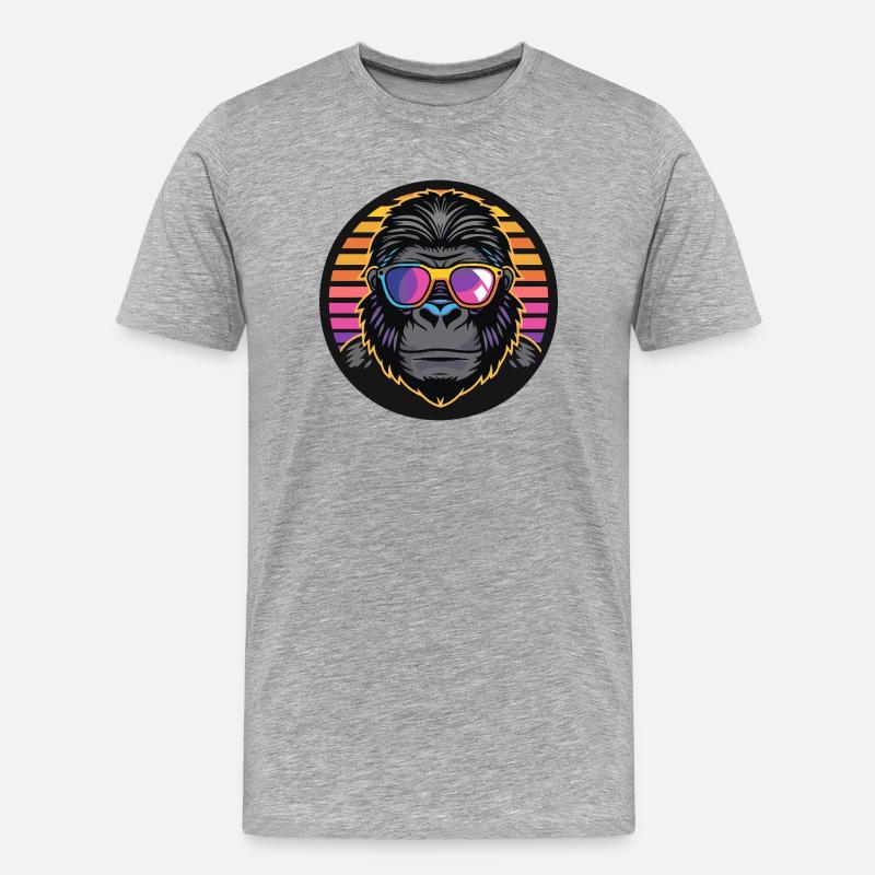 Gorilla Comic Cool - Männer Premium Bio T-Shirt - Grau meliert
