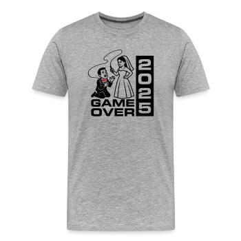 Mariage Game Over 2025 - T-shirt bio Premium Homme - gris chiné - Devant - Damien (186cm)