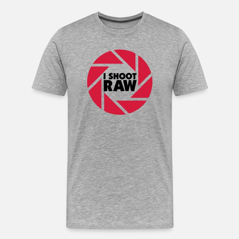 I shoot RAW - schwarz - Männer Premium Bio T-Shirt - Grau meliert