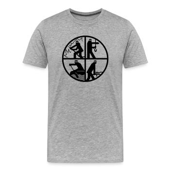 FFW-Logo - Männer Premium Bio T-Shirt - Grau meliert - Vorne - Damien (186cm)