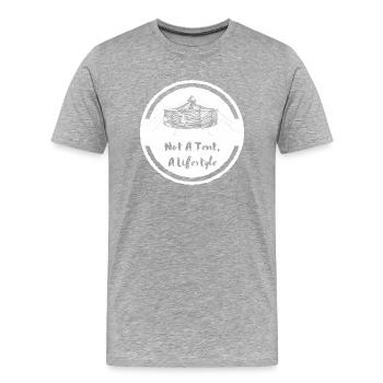 not_a_tent_jurte_wei-- - Männer Premium Bio T-Shirt - Grau meliert - Vorne - Damien (186cm)