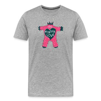 Monster of Love - Men's Premium Organic T-Shirt - heather grey - Front - Damien (186cm)