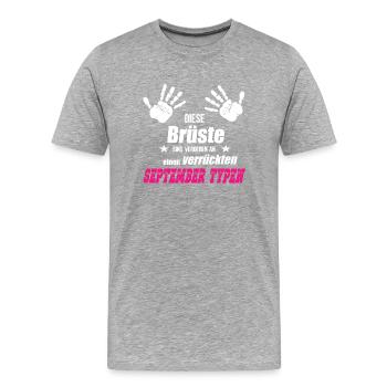 Brüste verrückter septemb - Männer Premium Bio T-Shirt - Grau meliert - Vorne - Damien (186cm)