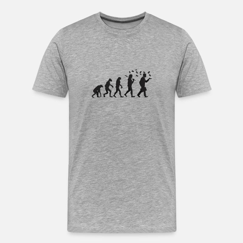 Evolution - Kapitalist - Geschenk - Männer Premium Bio T-Shirt - Grau meliert