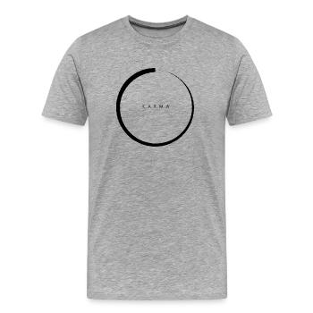 Karma - Männer Premium Bio T-Shirt - Grau meliert - Vorne - Damien (186cm)