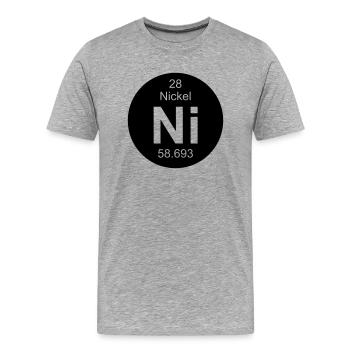 Element 28 - ni (nickel) - Round (inverse) - T-shirt bio Premium Homme - gris chiné - Devant - Damien (186cm)