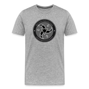 astral enlightment association - Männer Premium Bio T-Shirt - Grau meliert - Vorne - Damien (186cm)