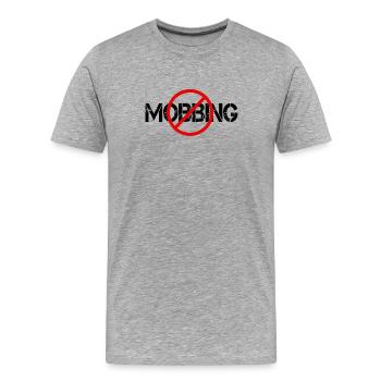 NO MOBBING - Männer Premium Bio T-Shirt - Grau meliert - Vorne - Damien (186cm)