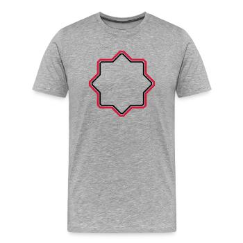roter stern umrandung rahmen text feld schreiben n - Männer Premium Bio T-Shirt - Grau meliert - Vorne - Damien (186cm)