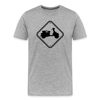 note signe scooter prudence zone danger clipart - T-shirt bio Premium Homme - gris chiné - Devant - Damien (186cm)