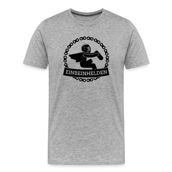 Einbeinhelden 1-farbig (schwarz) - Männer Premium Bio T-Shirt - Grau meliert - Vorne - Damien (186cm)